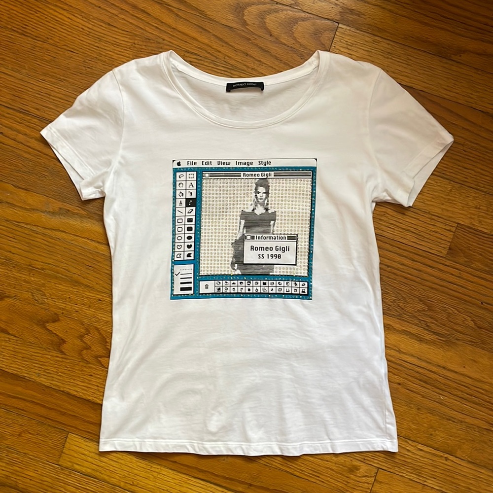 Romeo Gigli 1990 rhinestone runway t shirt Large